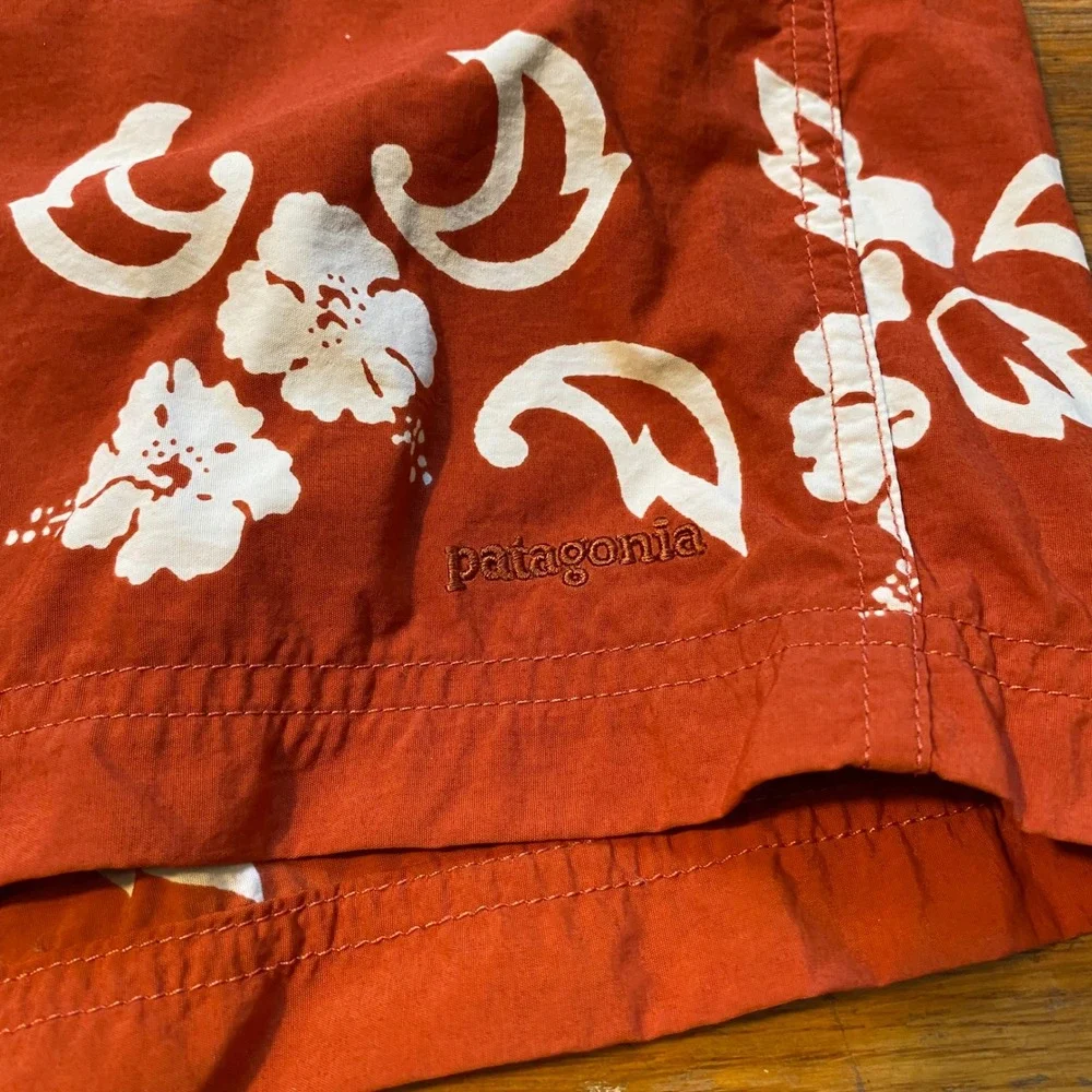 Patagonia‎ Vintage 2003 Hibiscus Floral Board Shorts Mens 34 Orange